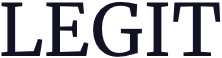 The word LEGIT in bold serif font with a light checkered background.