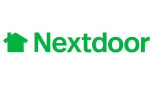 The Nextdoor logo—green house icon followed by the word “Nextdoor” in green text.